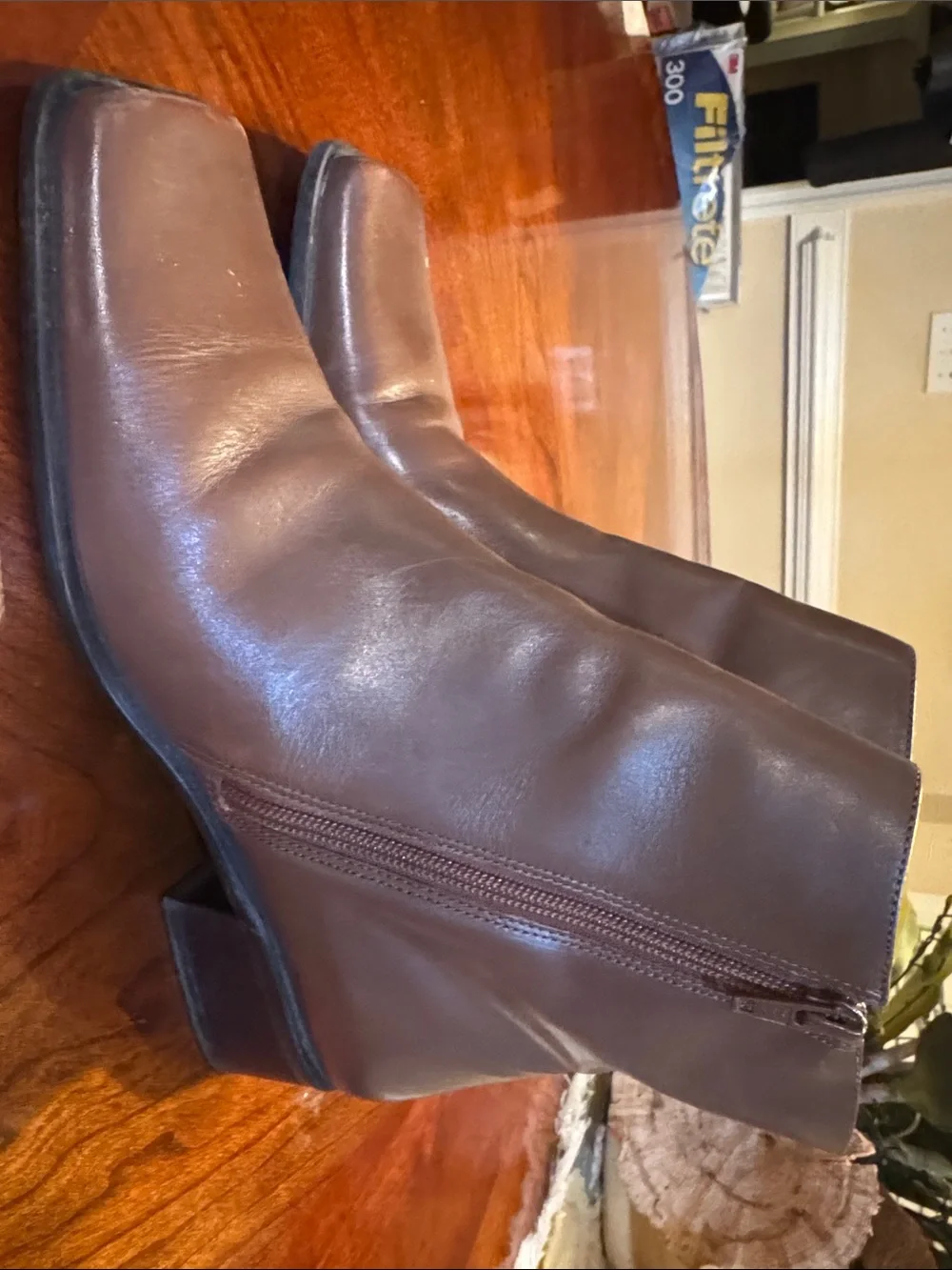 Women’s Brown Leather Ankle Boots with Side Zip